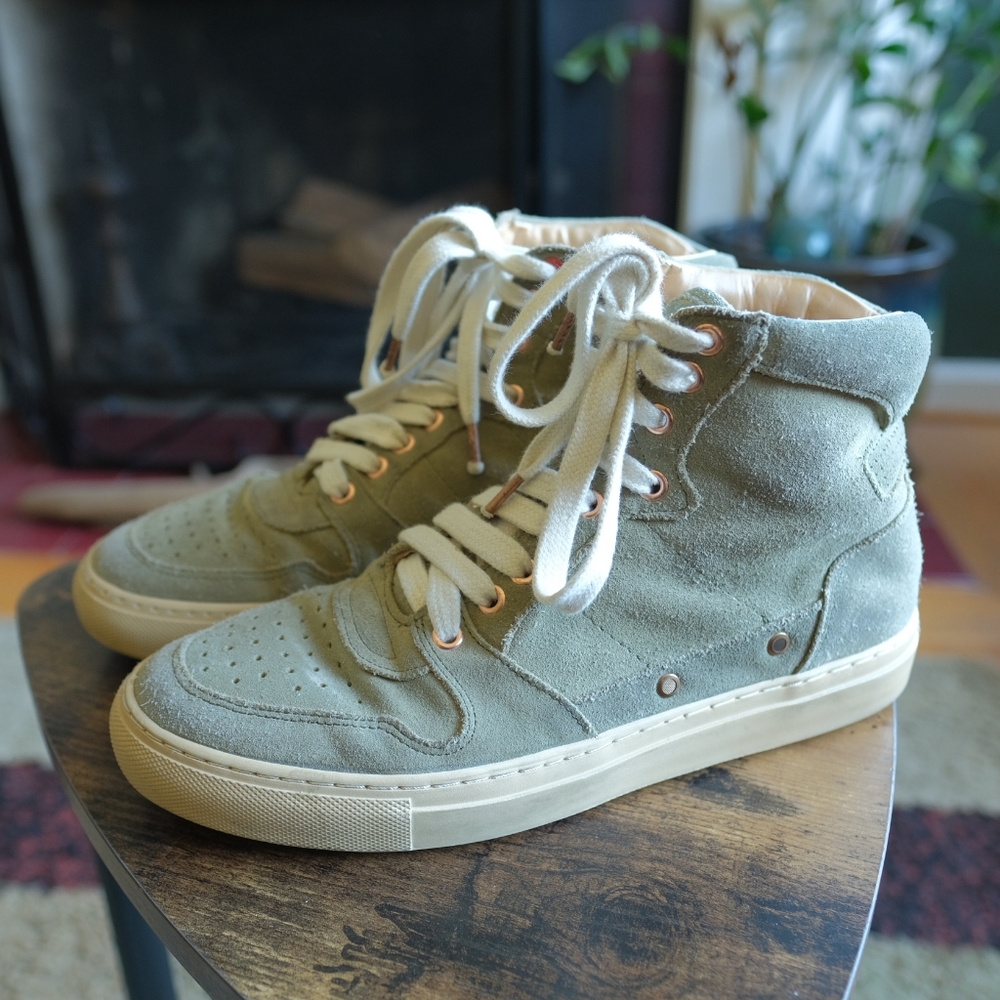 Designer Fred de la Bretoniere FRETONS Suede High Top Sneakers, Size 39/US8.5